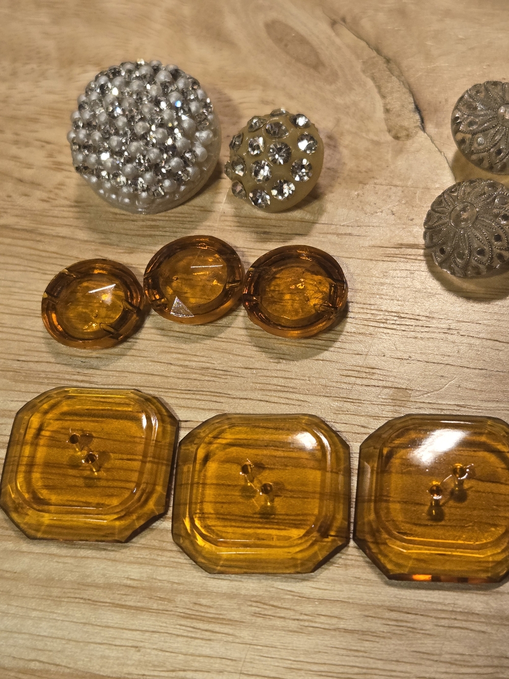 Vintage Glass And Rhinestone Buttons